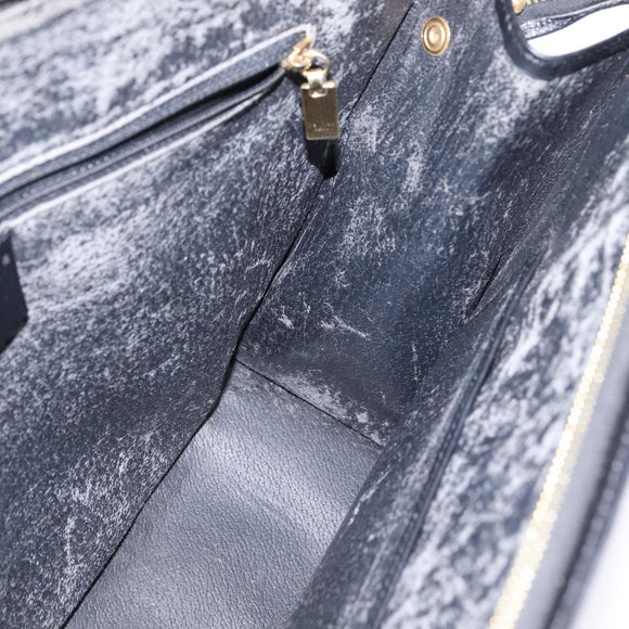 CELINE Macadam Canvas Tote Bag PVC Leather 2way Black Gold Auth 142799