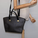 CELINE Macadam Canvas Tote Bag PVC Leather 2way Black Gold Auth 142799-23