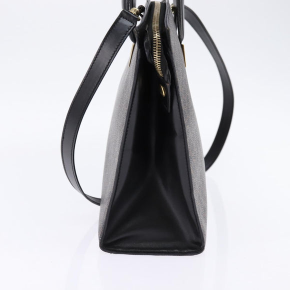 CELINE Macadam Canvas Tote Bag PVC Leather 2way Black Gold Auth 142799