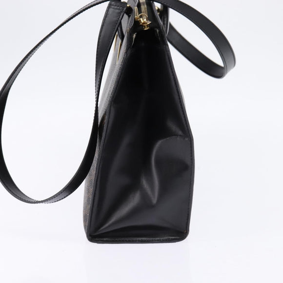 CELINE Macadam Canvas Tote Bag PVC Leather 2way Black Gold Auth 142799