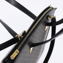 CELINE Macadam Canvas Tote Bag PVC Leather 2way Black Gold Auth 142799-6