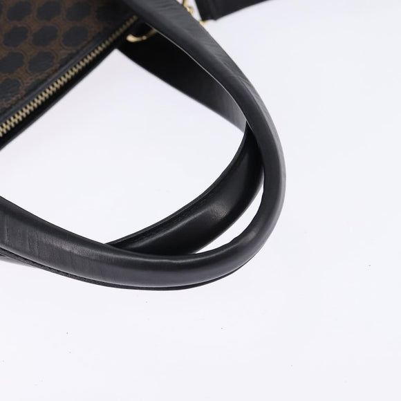 CELINE Macadam Canvas Tote Bag PVC Leather 2way Black Gold Auth 142799