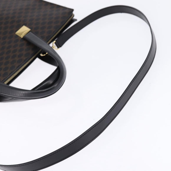 CELINE Macadam Canvas Tote Bag PVC Leather 2way Black Gold Auth 142799