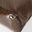 CELINE Macadam Canvas Hand Bag Brown Gold Auth 142800-14