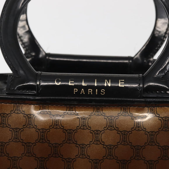 CELINE Macadam Canvas Hand Bag Brown Gold Auth 142800