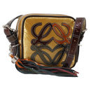 LOEWE Anagram Shoulder Bag Enamel Brown Silver Auth 142804-1