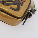 LOEWE Anagram Shoulder Bag Enamel Brown Silver Auth 142804-8