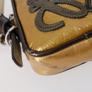 LOEWE Anagram Shoulder Bag Enamel Brown Silver Auth 142804-15