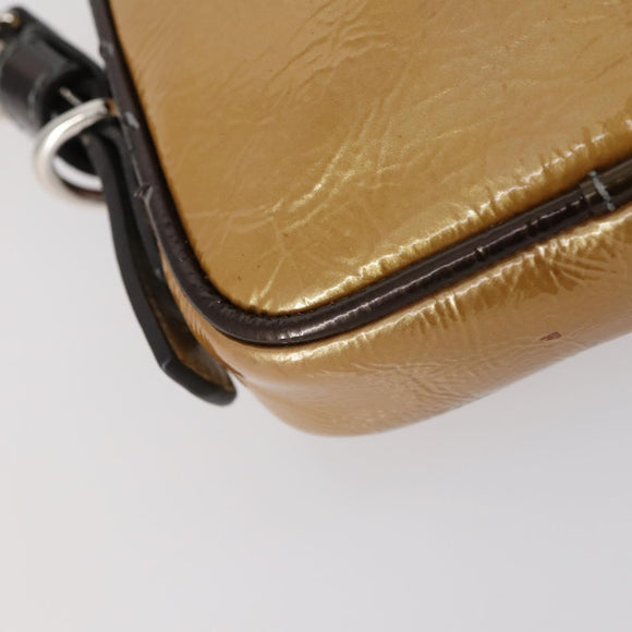 LOEWE Anagram Shoulder Bag Enamel Brown Silver Auth 142804