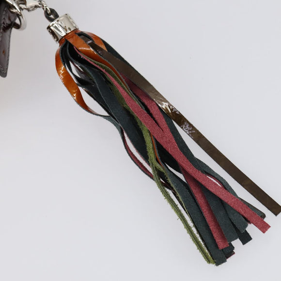 LOEWE Anagram Shoulder Bag Enamel Brown Silver Auth 142804