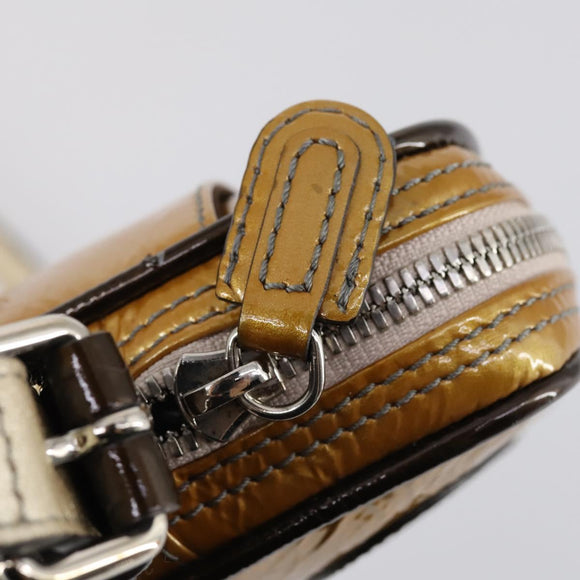 LOEWE Anagram Shoulder Bag Enamel Brown Silver Auth 142804