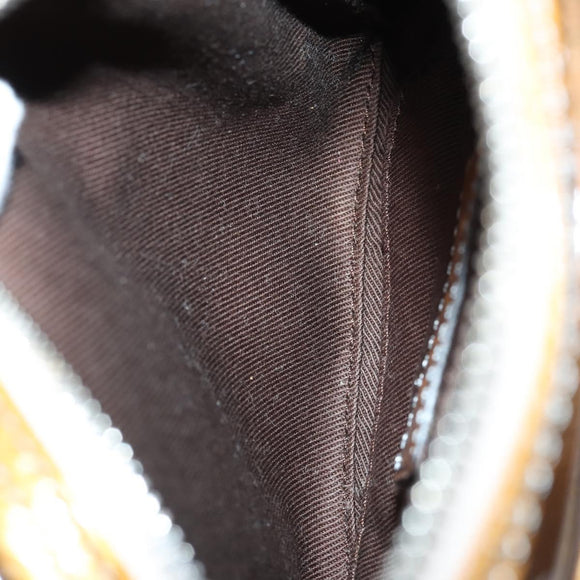 LOEWE Anagram Shoulder Bag Enamel Brown Silver Auth 142804