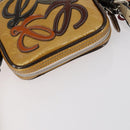 LOEWE Anagram Shoulder Bag Enamel Brown Silver Auth 142804-6