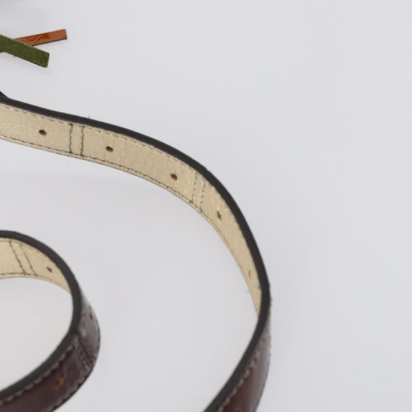 LOEWE Anagram Shoulder Bag Enamel Brown Silver Auth 142804