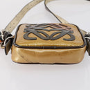 LOEWE Anagram Shoulder Bag Enamel Brown Silver Auth 142804-5