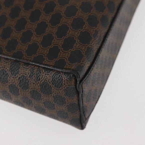 CELINE Macadam Canvas Shoulder Bag PVC Leather Black Gold Auth 142805