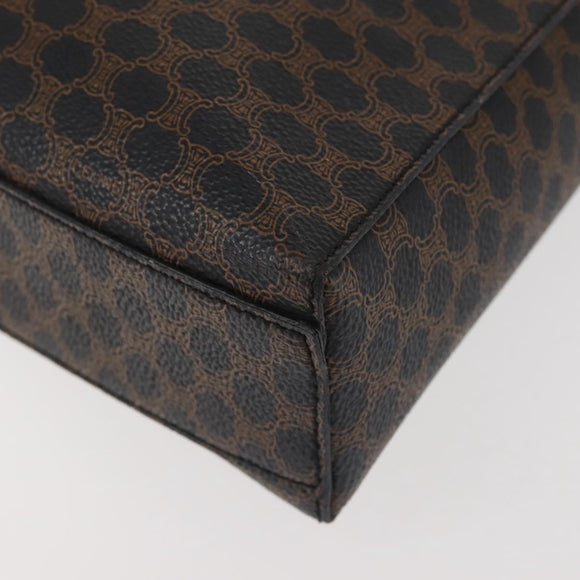 CELINE Macadam Canvas Shoulder Bag PVC Leather Black Gold Auth 142805