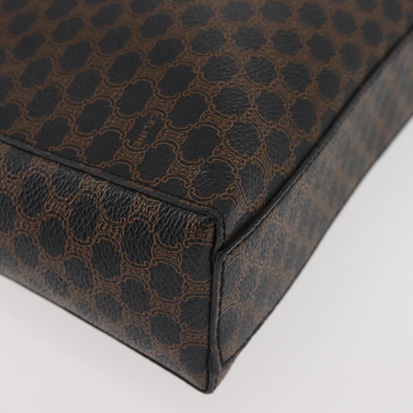 CELINE Macadam Canvas Shoulder Bag PVC Leather Black Gold Auth 142805