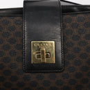 CELINE Macadam Canvas Shoulder Bag PVC Leather Black Gold Auth 142805-10