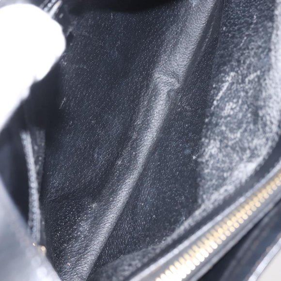 CELINE Macadam Canvas Shoulder Bag PVC Leather Black Gold Auth 142805