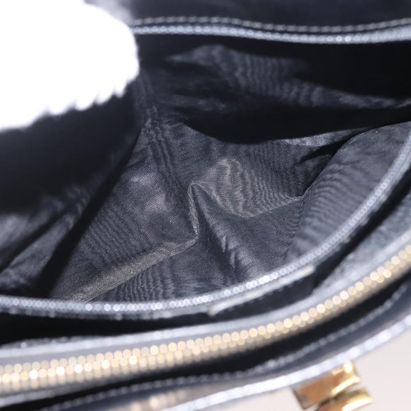 CELINE Macadam Canvas Shoulder Bag PVC Leather Black Gold Auth 142805