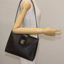 CELINE Macadam Canvas Shoulder Bag PVC Leather Black Gold Auth 142805-24