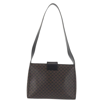 CELINE Macadam Canvas Shoulder Bag PVC Leather Black Gold Auth 142805 - 0