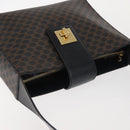 CELINE Macadam Canvas Shoulder Bag PVC Leather Black Gold Auth 142805-6