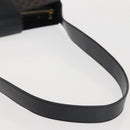 CELINE Macadam Canvas Shoulder Bag PVC Leather Black Gold Auth 142805-7