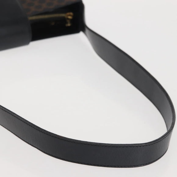 CELINE Macadam Canvas Shoulder Bag PVC Leather Black Gold Auth 142805