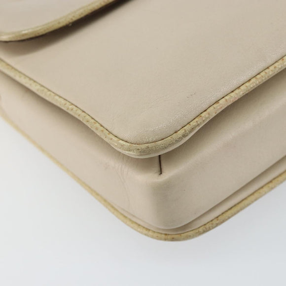 CELINE Shoulder Bag Leather Beige Gold Auth 142806