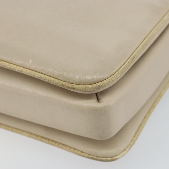 CELINE Shoulder Bag Leather Beige Gold Auth 142806