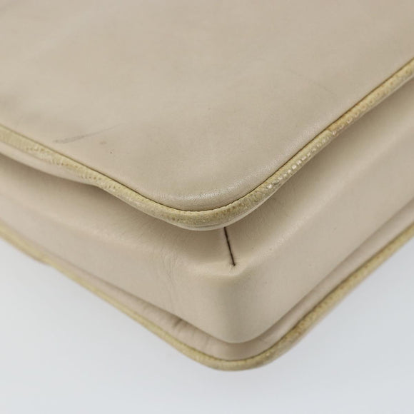 CELINE Shoulder Bag Leather Beige Gold Auth 142806