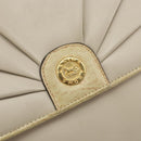 CELINE Shoulder Bag Leather Beige Gold Auth 142806-9
