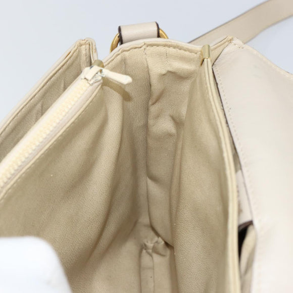 CELINE Shoulder Bag Leather Beige Gold Auth 142806