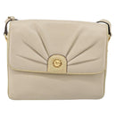 CELINE Shoulder Bag Leather Beige Gold Auth 142806-13