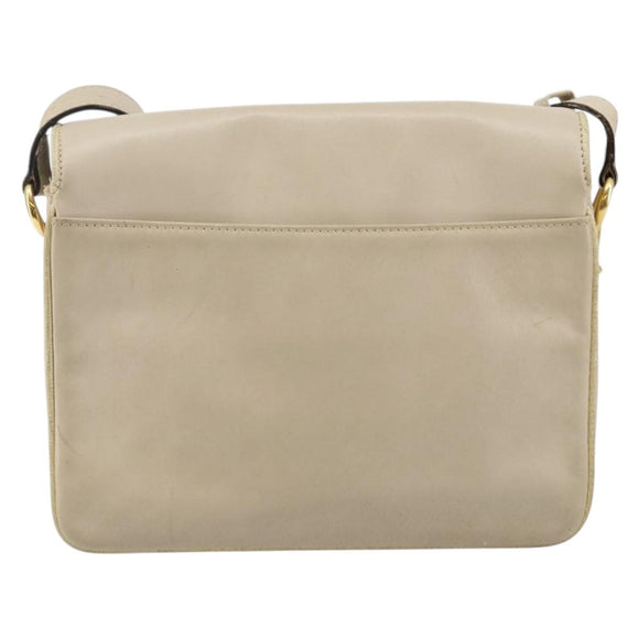 CELINE Shoulder Bag Leather Beige Gold Auth 142806