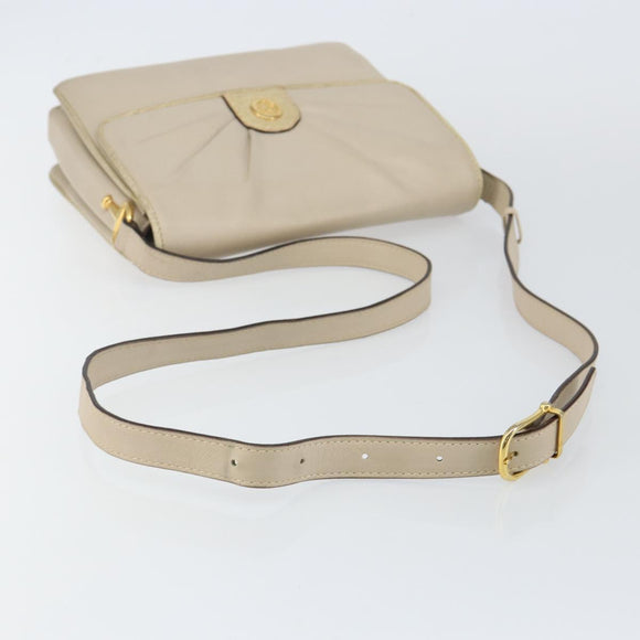 CELINE Shoulder Bag Leather Beige Gold Auth 142806