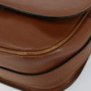 CELINE Shoulder Bag Leather Brown Gold Auth 142807-9