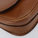 CELINE Shoulder Bag Leather Brown Gold Auth 142807-14