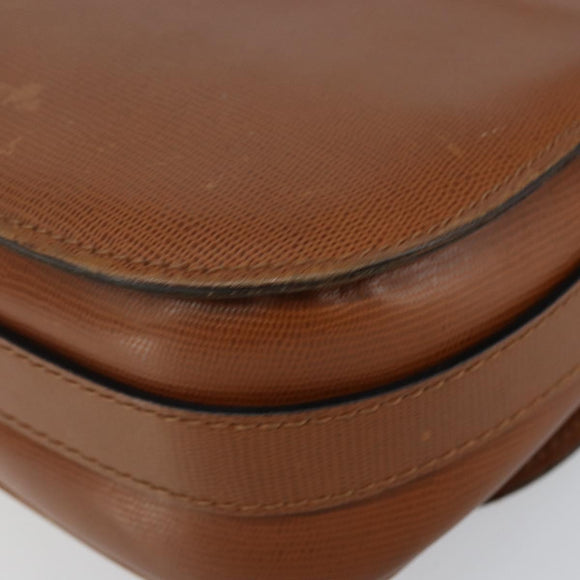 CELINE Shoulder Bag Leather Brown Gold Auth 142807