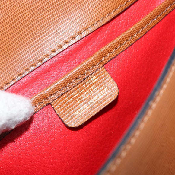 CELINE Shoulder Bag Leather Brown Gold Auth 142807