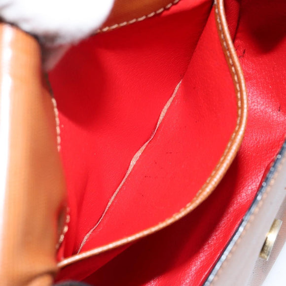 CELINE Shoulder Bag Leather Brown Gold Auth 142807