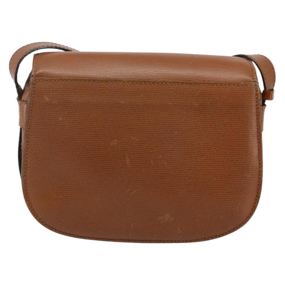 CELINE Shoulder Bag Leather Brown Gold Auth 142807