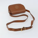 CELINE Shoulder Bag Leather Brown Gold Auth 142807-7