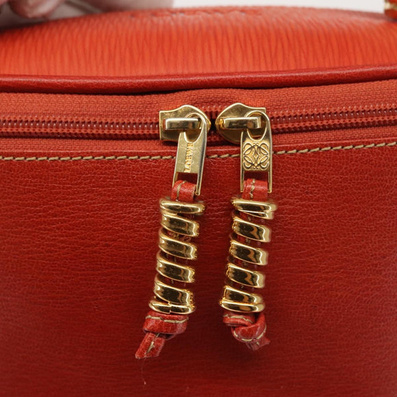 LOEWE Velazquez Hand Bag Leather Red Gold Auth 142809