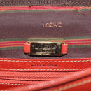 LOEWE Velazquez Hand Bag Leather Red Gold Auth 142809-11