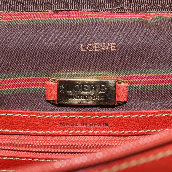 LOEWE Velazquez Hand Bag Leather Red Gold Auth 142809