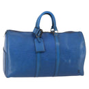 LOUIS VUITTON Epi Keepall 45 Boston Bag Blue M42975 LV Auth 142820-1
