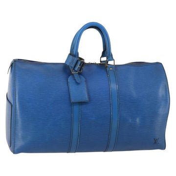 LOUIS VUITTON Epi Keepall 45 Boston Bag Blue M42975 LV Auth 142820